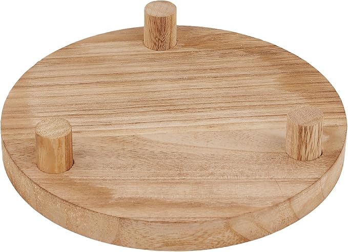 HOZEON 4 PCS Wooden Display Risers, Round Wooden Pedestal Stand for Dessert Display, Kitchen Organization, Retail Display and Home Decor(4 Sizes, Light Brown)