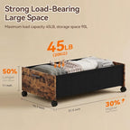 Under Bed Storage with Wheels, Wooden Under Bed Drawers On Wheels, Rolling Under Bed Shoe Storage, Space Saving, Rustic Brown,90L