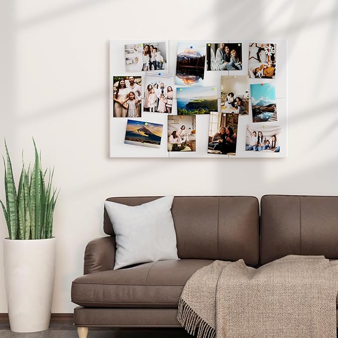MaxGear Large Cork Board for Wall 36" x 24", White Bulletin Board, 6 Pack Felt Wall Tiles with Pushpins, Cork Boards for Office Pin Board Tack Board Cork Boards