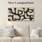 Framed Abstract Neutral Horizontal Wall Art Bedroom, Black Beige Mid Century Modern Artwork for Walls, Large Abstract Canvas Painting Print for Living Room Hallway Home Office Wall Decor, 20x40 Inch