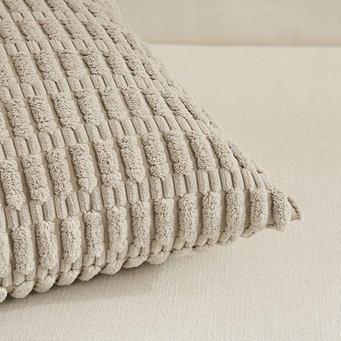 Fancy Homi 4 Packs Decorative Throw Pillow Covers for Living Room Couch Bed, Modern Farmhouse Boho Home Décor Accent Cushion Case, 24" x 12", Taupe