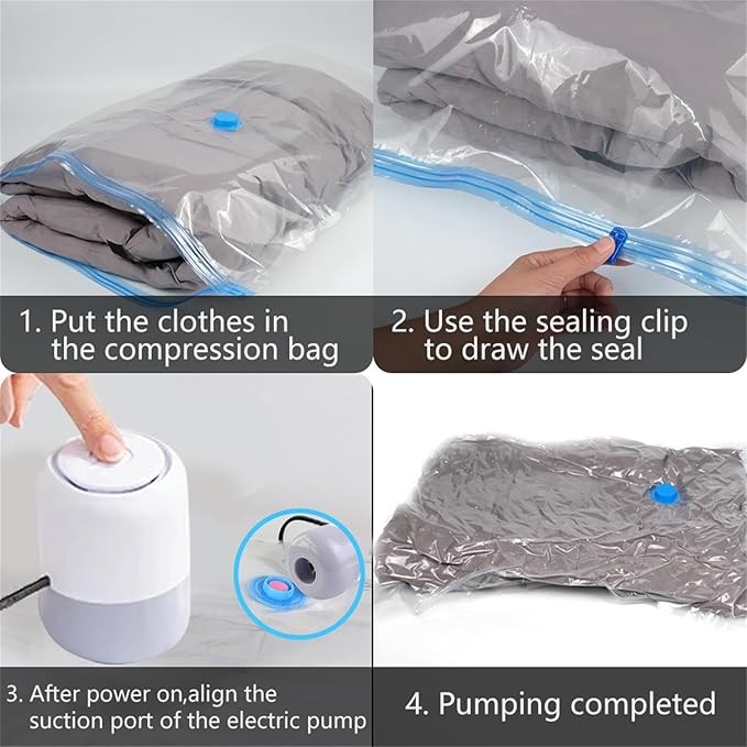 Electric Air Pump for Vacuum Storage Bags, Portable Vacuum Pump for Various Space Saver Bags, Vacuum Storage Bag Pump for Compression Quilts, Clothing (Storage Bag Not Included)