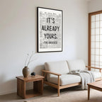 Framed Black And White Retro Newspaper Wall Art ItS Already Yours Universe Quote Poster Trendy Positive Inspirational Wall Decor for Bedroom Office Apartment Dorm Affirmation Canvas Print 12x16inch