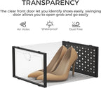 Pinkpum 15 Pack X-Large Shoe Storage Boxes Fit Size 11, Shoe Organizer for Closet Clear Plastic Stackable Shoe Dispaly Case Bins Holder, Sneaker Storage for Sneakerheads Black