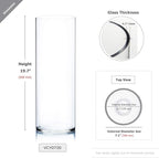 WGV Cylinder Vase Bulk, Width 7", Height 20", Clear Wide Large Diameter Flower Glassware, Floral Container, Planter Terrarium for Wedding Party Event, Home Accent Decor, 4 Pieces