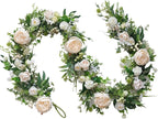 idyllic 6ft Spring White Peony Climbing Vine Decoration Artificial Floral Garland for Front Door Window Porch Mantel Staircase Table Runner Wedding Indoor Outdoor Home Decor