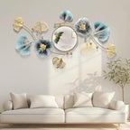 Large Wall Mirror,Modern Wall Mirrors Decorative,3DMetal Ginkgo Biloba Design - Perfect for Living Room, Bedroom, Bathroom, or Entryway Wall Decor