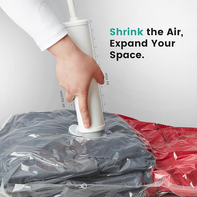 20 Pack Vacuum Storage Bags, Plastic Space Saver Seal Bags (4 Jumbo/4 Large/4 Medium/4 Small/4 Roll) Compression for Clothes, Mattress, Blankets and Bedding Storage, Hand Pump Included