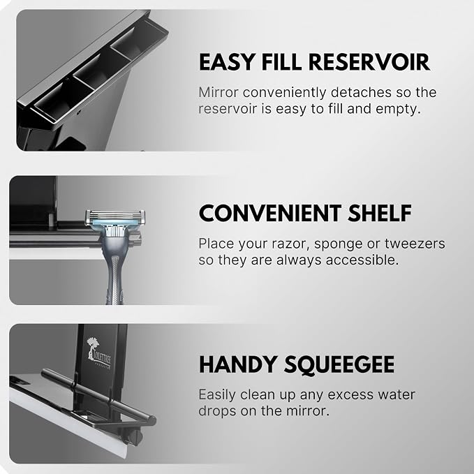 ToiletTree Products Fogless Shower Mirror - Anti-Fog Mirror - Adjustable Shaving Mirror with a Squeegee - Rust-Proof, Impact-Resistance Bathroom Shower Mirror - Tall