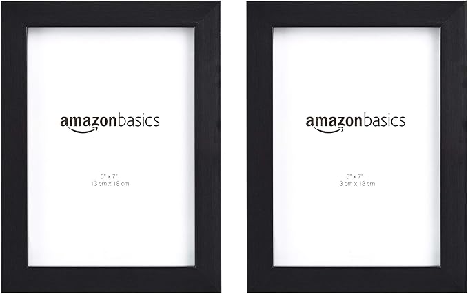 Amazon Basics Rectangular Photo Picture Frame, 5" x 7", Pack of 2, Black
