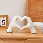 Golden Gesture Heart Decoration, Modern Love Statue Finger, Abstract Art Sculpture Home Wedding Decoration (White)