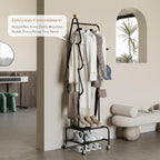 Clothes Rack, Metal Garment Rack with Wheels and Shelves, Rolling Portable Clothing Racks for Hanging Clothes, Freestanding Storage Solution for Small Spaces (Black)