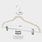 Home-it 10 Pack Velvet Hangers with Clips - Ivory Pants & Skirt Hangers - Ultra Thin No Slip Space-Saving for Pants, Skirts, Coats, Dresses, Tank Tops, Clothes