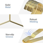 SPECILITE Metal Wire Clothes Hangers Bulk 30 Pack with Notches for Standard Size Coats, Shirts, Suits, Pants, Heavy Duty, Space-Saving, Gold