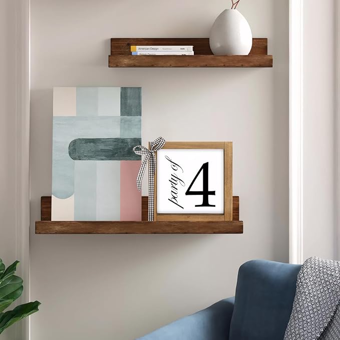 6 Inch Party of 4 Sign, Wooden Frame Family of 4 Decor, Rustic Gift for Family Indoor Table Tiered Tray Shelf Desk Farmhouse Home Decorations