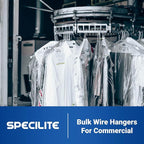 SPECILITE Wire Metal Clothes Hangers Bulk 150 Pack for Standard Size Suits, Coats, Shirts, Pants, Skirts, Space Saving, Non Slip,16 Inch 12 Gauge Ultra Thin, White