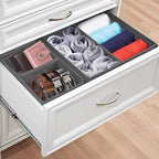 homyfort Dresser Drawer Organizer, Foldable Cloth Storage Box Closet Cube Basket Bins Containers Divider with Drawers for Underwear, Bras, Socks, Ties, Scarves, Set of 6, Grey