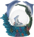 Elanze Designs Swimming Dolphin Family Magical Whimsical Tabletop Dresser Nightstand Figurine Miniature 45MM Sturdy Polyresin Glitter Water Snow Globe Decoration