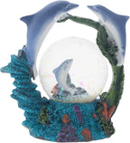 Elanze Designs Swimming Dolphin Family Magical Whimsical Tabletop Dresser Nightstand Figurine Miniature 45MM Sturdy Polyresin Glitter Water Snow Globe Decoration