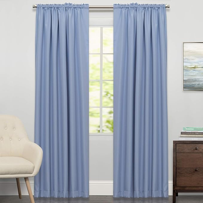 Sweet Home Collection Window Curtains Treatment Panel 63" or 84" Long in Stylish and Unique Patterns and Designs for All Home Décor Ribcord Blue
