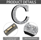 Qunclay 8'' Silver Crystal Diamond Bling Letters Crushed Diamond Decoration Wooden Glitter Letter with Screw and Hooks Rhinestone Gift for Wedding Y2k Mcbling Bedroom Wall Decor (Letter C)