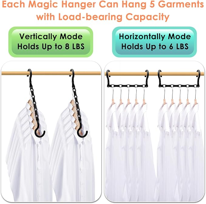 Magic Clothes Hangers Space Saving, Premium Closet Organizers and Storage, Sturdy Plastic Cascading Hanger with 360° Swivel Hooks for 20 Heavy Clothes, College Dorm Room Essentials for Girls, 4 Pack