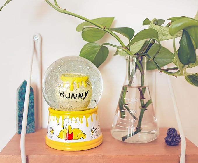 Disney Winnie The Pooh Hunny Pot Light-Up Adult Snow Globe with Swirling Glitter Display Piece | 6 Inches Tall