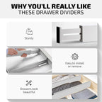 Bambüsi 4-Pack Bamboo Drawer Dividers - 2.6" High, 12.5"-17" Adjustable Drawer Organizers for Clothes, Expandable Dresser Separators in Bedroom/Bathroom/Kitchen/Office Organization and Storage (Grey)