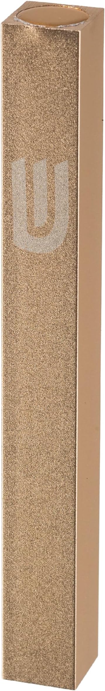 Aluminum Mezuzah Case - Gold Matte Tone Modern Design 4" 10cm Hebrew Parchment Scroll Case