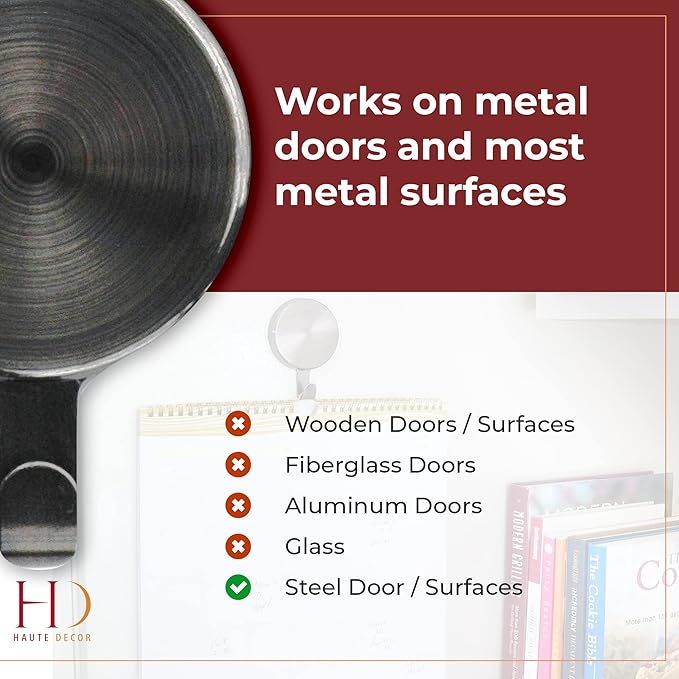Haute Decor Attract Magnetic Hanger, 1 Pack - Strong Magnet Hook for Metal Doors and Surfaces