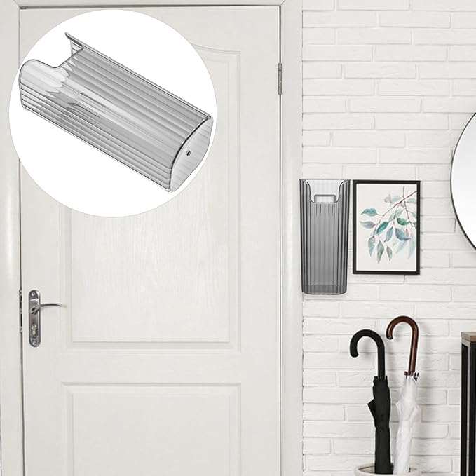 HOMSFOU Wall Mounted Umbrella Storage Holder 7.12X3.22X3.18In Punch Free Organizer for Entryway and Hallway Space Saving Indoor Umbrella Stand and Cane Holder