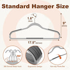 HOUSE DAY Heavy Duty Plastic Hangers 100 Pack, Clothes Hangers with Non-Slip Rubber Pads - 0.2 Inch Thin Space Saving Coat Hanger for Closet Organizer, 360° Swivel Hook for Shirts, Pants, Suit (Grey)