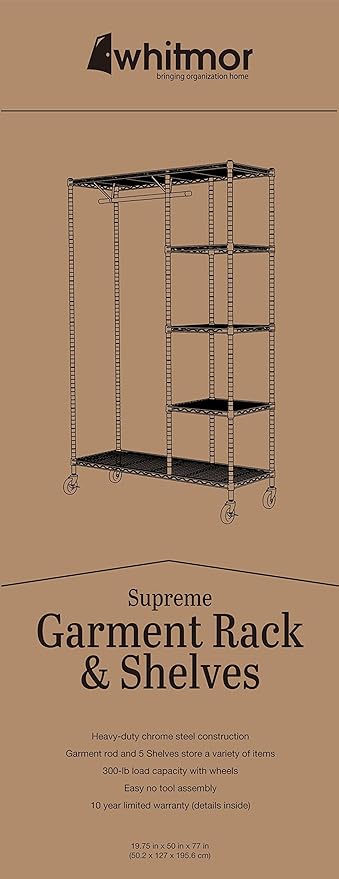 Whitmor Modern Industrial Freestanding Closet Organizer