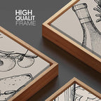 BINCUE Framed Food Wood Wall Art Set of Three Modern Cheers Kitchen Wall Decor Abstract Friends Party Art Print for Kitchen Dining Room Living Room 16x24 Inch