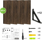 YGEOMER 23.6 Inch Floating Shelves for Wall, Farmhouse Wall Shelves for Bedroom, Bathroom Storage, Living Room and Kitchen Decor (Set of 6 Brown)
