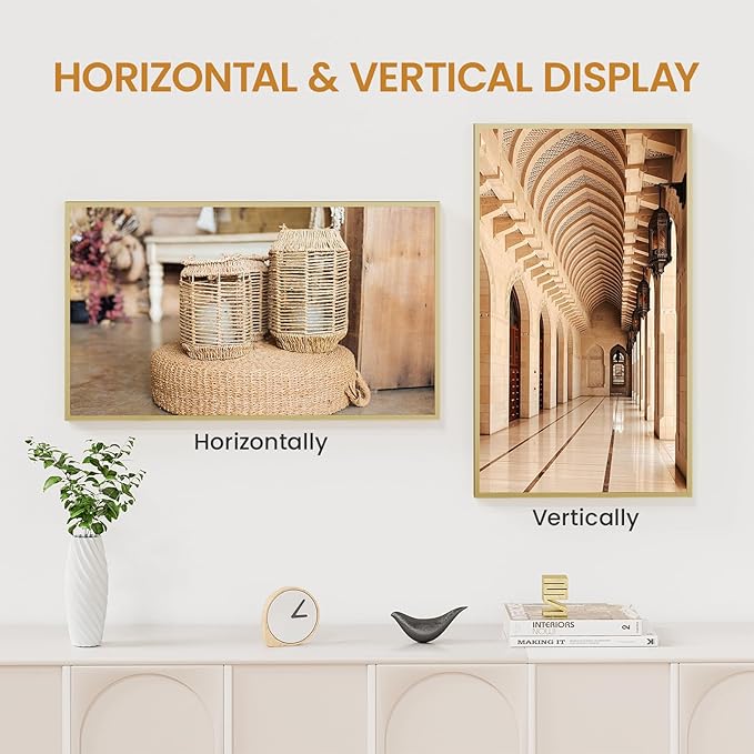 14x24 Aluminum Metal Picture Frame,Tempered Glass Gold Photo Frame 14x24 for Family Photo,Posters,Art,Document to Wall Mount Horizontally or Vertically