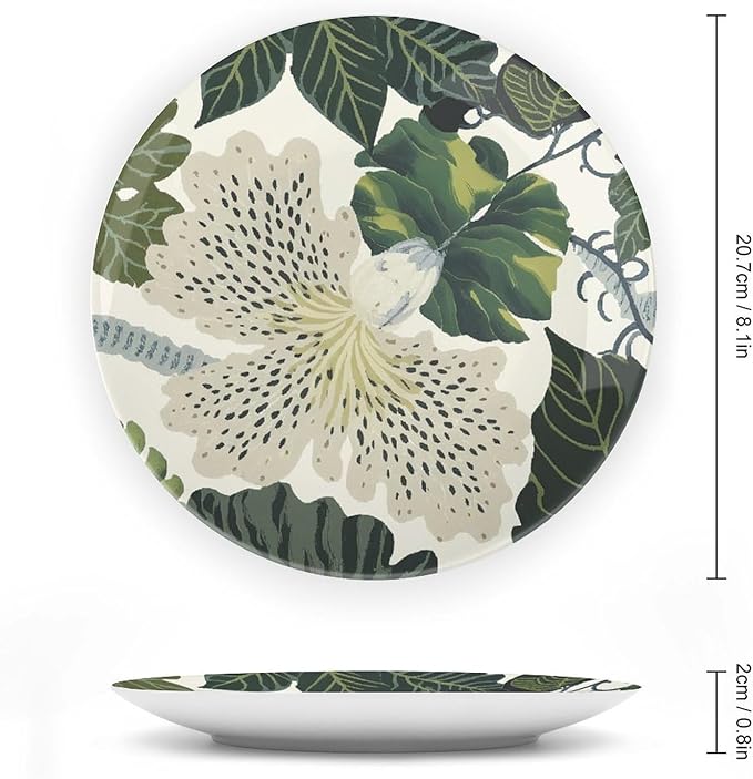 Green And White Chinoiserie Floral Ceramic Decorative Plate for Display Festival Farmhouse Supplies Kitchen Art Decoration Holiday Party Decorations Customize Gifts for Men Women Anniversary