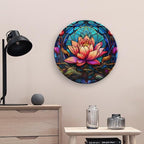 Stained Glass Design Gothic Mandala Lotus Decorative Plates Home Decor Ceramic Plates, Dinner Plates Display for Living Room, Kitchen, Hallway Console Side Table, Presents for Lotus Lover, 10 Inch