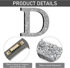 Qunclay 8'' Silver Crystal Diamond Bling Letters Crushed Diamond Decoration Wooden Glitter Letter with Screw and Hooks Rhinestone Gift for Wedding Y2k Mcbling Bedroom Wall Decor (Letter D)