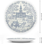 250th Anniversary Decorative Plates 8 Inch Patriotic Decorations Commemorative Plates with Stand Semiquincentennial 4th of July Veterans Day Home & Office Colonial Toile Design