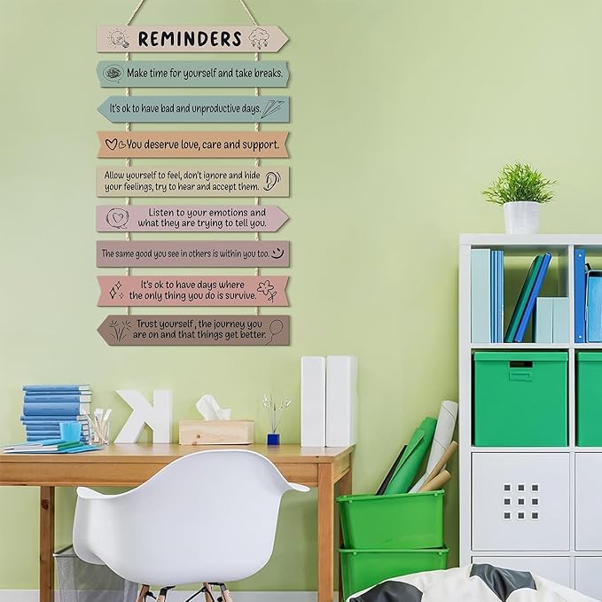Positive Affirmations Wooden Hanging Wall Decor Mental Health Reminders Classroom Decorations Positive Psychology Affirmations Feelings Wall Pediments for Home Counseling Office High School Classroom