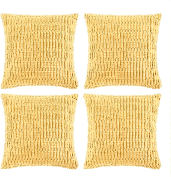 Fancy Homi 4 Packs Decorative Throw Pillow Covers for Living Room Couch Bed, Modern Farmhouse Boho Home Décor Accent Cushion Case, 24" x 24", Yellow