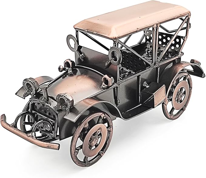 Tipmant Antique Vintage Car Model Metal Wall Home Office Decoration Table Wall Room Decor Ornaments Handmade Handicrafted Collections Collectible Vehicle Gifts