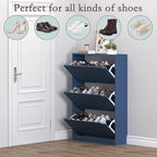 Shoe Cabinet with 3 Flip Drawers, Hidden Wood Shoe Cabinet,Freestanding Shoe Storage Cabinet for Entryway Hallway. 47.2" H*31.5" W*9.45" D