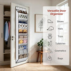 KEEPJOY 10 Tiers White Over Door Shoe Organizer Storage, Hanging Shoe Holder for Door with Large Deep Pockets, Fit 20-30 Pairs Shoe Rack for Sneakers, Boots. (White)