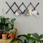 Wall Rack with 14 Hooks, Wooden Wall Expandable Coat Rack for Coat, Hats, Baseball Caps, Coffee Mug, Jewelry(Black)
