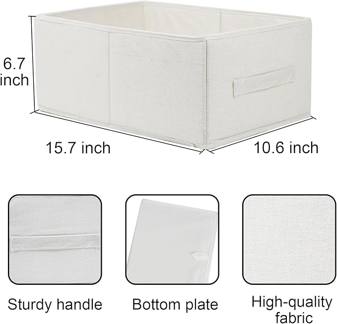 Fabric Storage Bins, 3 Pack Foldable Storage Baskets for Shelves, Decorative Linen Closet Organizers and Storage, Storage Box Container for Organizing Clothes Toy Pantry Wardrobe Closet