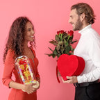 QUNPON Valentines Roses Gifts for Her Women,Valentines Birthday Gifts for Women,Valentine's Day Flowers Gifts for Mom Girlfriend Wife,Red Rose in A Glass Dome Gifts for Valentine Day