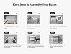 Kuject X-Large Shoe Storage Boxes Organizers Clear Plastic Stackable 12 Pack, Shoe Rack & Holder Substitute, Sneaker Containers, Toy Storage Organizer Bins for Entryway, Closet, Under Bed, White