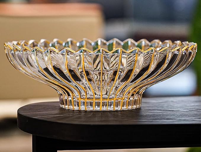 MAGCOLOR Hand-painted Gold Decorative Bowl-12 inch Diameter, Fruit Bowl, Kitchen Table Centerpiece, Home Decor. (Gold)